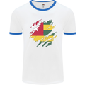 Torn Togo Flag Togolese Day Football Mens Ringer T-Shirt White/Royal Blue