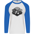 Chess Pieces Player Playing Mens L/S Baseball T-Shirt White/Royal Blue