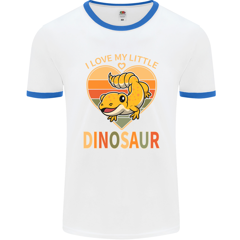 I Love My Little Dragon Bearded Dragon Mens Ringer T-Shirt White/Royal Blue