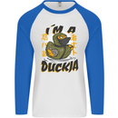 I'm a Duckja Funny Duck Ninja Mens L/S Baseball T-Shirt White/Royal Blue