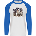 3 Cool Dalmatian Puppy's Dogs Mens L/S Baseball T-Shirt White/Royal Blue