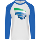 Curled Sierra Leone Flag Leonian Day Football Mens L/S Baseball T-Shirt White/Royal Blue