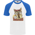 Wuff Wuff Madafacas Funny Dog Mens S/S Baseball T-Shirt White/Royal Blue