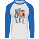Hi-Fi Head Obscure Music Mens L/S Baseball T-Shirt White/Royal Blue