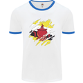 Torn Brunei Flag Bruneian Day Football Mens Ringer T-Shirt White/Royal Blue