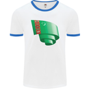 Curled Turkmenistan Flag The Turkmen Day Football Mens Ringer T-Shirt White/Royal Blue