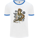 A Steampunk Woman With a Crossbow Mens Ringer T-Shirt White/Royal Blue