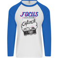 Focus and Then Capture It Photography Mens L/S Baseball T-Shirt White/Royal Blue