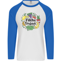 Filthy Vegan Mens L/S Baseball T-Shirt White/Royal Blue