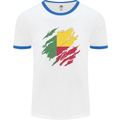 Torn Benin Flag Beninese Day Football Mens Ringer T-Shirt White/Royal Blue