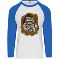 Raccoons in a Tree Mens L/S Baseball T-Shirt White/Royal Blue