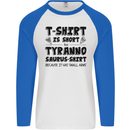 Funny Tyrannosaurus Rex Dinosaur T-Rex Mens L/S Baseball T-Shirt White/Royal Blue