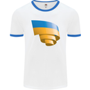 Curled Ukraine Flag Ukrainian Day Football Mens Ringer T-Shirt White/Royal Blue