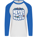 Never Forget Your Roots African Black Lives Matter Mens L/S Baseball T-Shirt White/Royal Blue