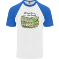 RVing Thru the Land RV Motorhome Camping Mens S/S Baseball T-Shirt White/Royal Blue