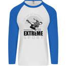 Parkour Free Running the Art of Movement Mens L/S Baseball T-Shirt White/Royal Blue