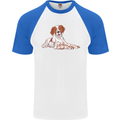 A Epagneul Breton Dog Mens S/S Baseball T-Shirt White/Royal Blue