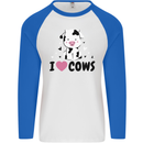 I Love Cows Mens L/S Baseball T-Shirt White/Royal Blue