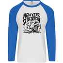 Happy New Year Still Trashy Possum Mens L/S Baseball T-Shirt White/Royal Blue
