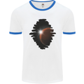 Space Planet Sun Flare Universe Mens Ringer T-Shirt White/Royal Blue