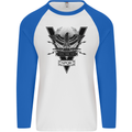 Gym Training Top Weightlifting SPQR Roman Mens L/S Baseball T-Shirt White/Royal Blue