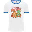 Video Games T-Rex Funny Bigfoot Dinosaur Mens Ringer T-Shirt White/Royal Blue