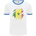 Torn Senegal Flag Senegalese Day Football Mens Ringer T-Shirt White/Royal Blue