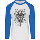 Teutonic Knight St. George's Day Crusader Mens L/S Baseball T-Shirt White/Royal Blue