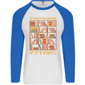 Funny Vinyl Records Turntable Music LP Mens L/S Baseball T-Shirt White/Royal Blue