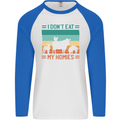 I Don't Eat My Homies Funny Vegan Vegetarian Mens L/S Baseball T-Shirt White/Royal Blue