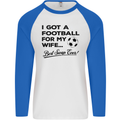 Football for My Wife Best Swap Ever Funny Mens L/S Baseball T-Shirt White/Royal Blue