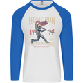 Home Run Vintage Baseball Player Mens L/S Baseball T-Shirt White/Royal Blue