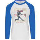 Home Run Vintage Baseball Player Mens L/S Baseball T-Shirt White/Royal Blue