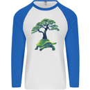 Abstract Tortoise Tree Mens L/S Baseball T-Shirt White/Royal Blue