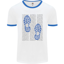 Rise & Run Running Marathon Cross Country Runner Mens Ringer T-Shirt White/Royal Blue