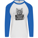 Bad Kitty New York City Police Dept. Mens L/S Baseball T-Shirt White/Royal Blue