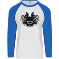 Motocross Face Mens L/S Baseball T-Shirt White/Royal Blue