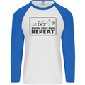 Unicorn Triathlon Running Swimming Cycling Mens L/S Baseball T-Shirt White/Royal Blue