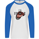 Food I'd Smoke That Funny Chef BBQ Cook Mens L/S Baseball T-Shirt White/Royal Blue