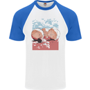 Petanque Balls Boules Bowls Mens S/S Baseball T-Shirt White/Royal Blue