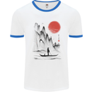 A Japanese Boat at Sunset Mens Ringer T-Shirt White/Royal Blue