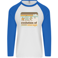 Storage Evolution Retro CD HD Drive USB Stick Mens L/S Baseball T-Shirt White/Royal Blue