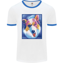 Abstract Australian Shepherd Dog Mens Ringer T-Shirt White/Royal Blue