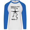 Perfectly Good Aircraft Skydiving Funny Mens L/S Baseball T-Shirt White/Royal Blue