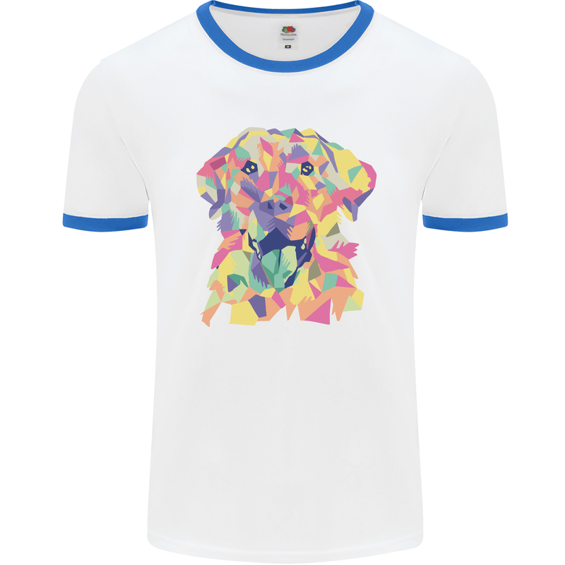 Abstract Labrador Dog Mens Ringer T-Shirt White/Royal Blue