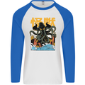 Cthulhu Japanese Anime Kraken Mens L/S Baseball T-Shirt White/Royal Blue