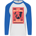 I Love My Pitbull & 3 People Funny Mens L/S Baseball T-Shirt White/Royal Blue