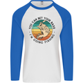 Funny Fishing Bet Your Bass Im Going Fisherman Mens L/S Baseball T-Shirt White/Royal Blue