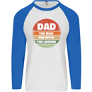 Father's Day Dad  the Man Myth Legend Funny Mens L/S Baseball T-Shirt White/Royal Blue