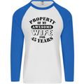 45th Wedding Anniversary 45 Year Funny Wife Mens L/S Baseball T-Shirt White/Royal Blue